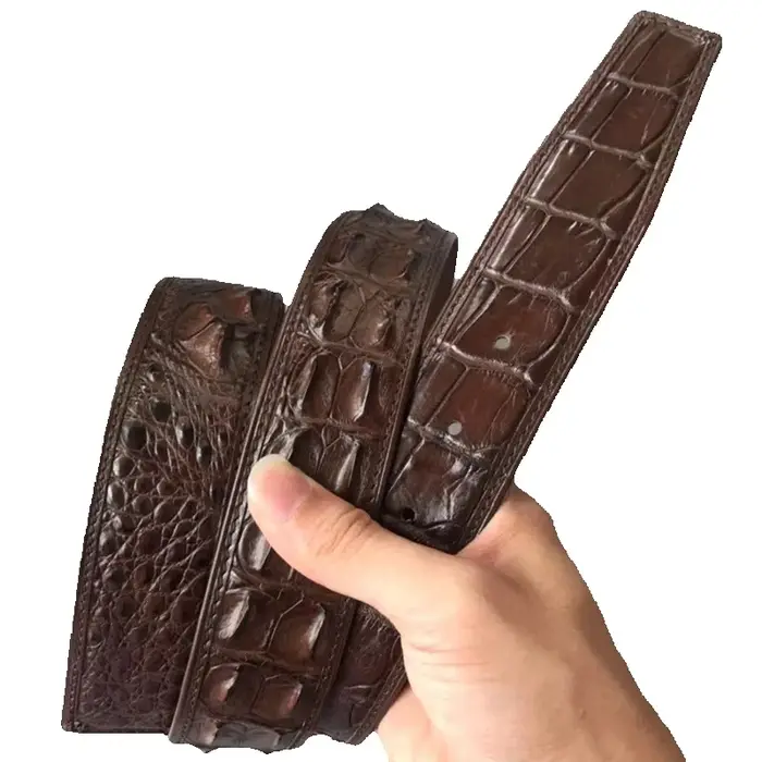 Ceintures marron en peau de crocodile authentique pour hommes