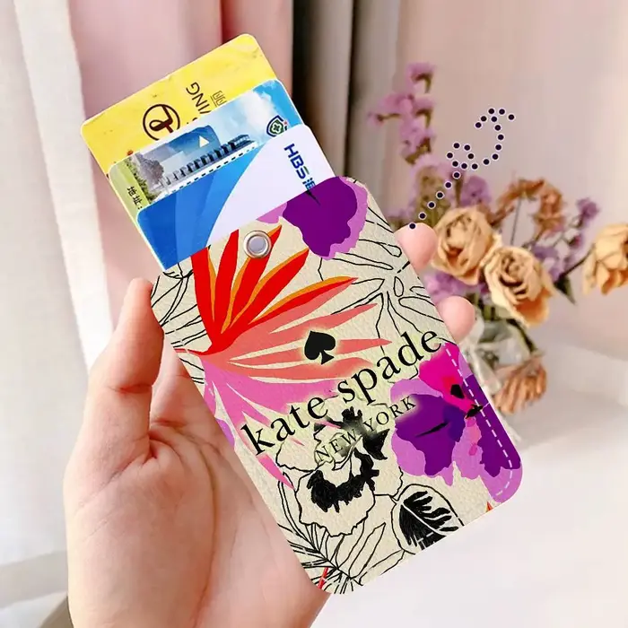 Porte-cartes d'accès en PU style fleur K-Kate-SpadeS avec porte-clés - Protection exécutive pour cartes bancaires