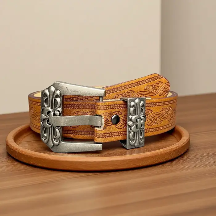 Ceinture tendance style rétro européen et américain à imprimé sculpté