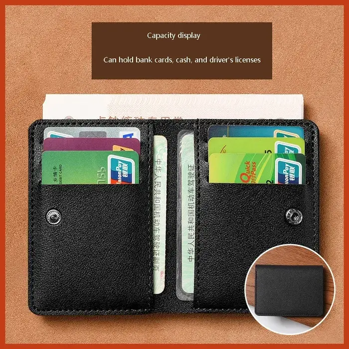 Nouveau Portefeuille Pliable Minimaliste 2026 avec Bouton – Porte-Cartes en Cuir Souple pour Femmes et Hommes