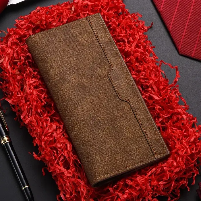 Portefeuille en cuir pour hommes porte-carte d'identité sac à main chéquier longue pochette à deux volets sac d'argent d'affaires homme portefeuilles Cartera Hombre Carteras