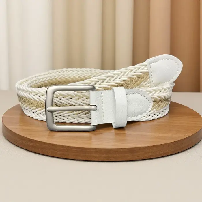 Ceinture Tressée Rétro Tendance et Élégante avec Boucle à Broche Sans Perçage