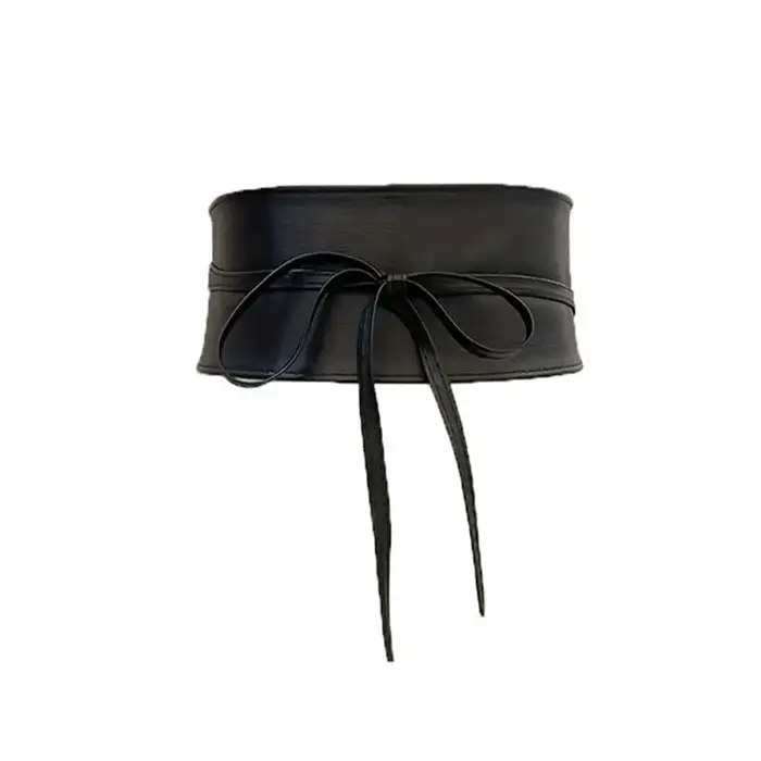Ceinture en dentelle avec nœud pour femmes, Corset large, noir et blanc, auto-cravate, Obi Cinch, po