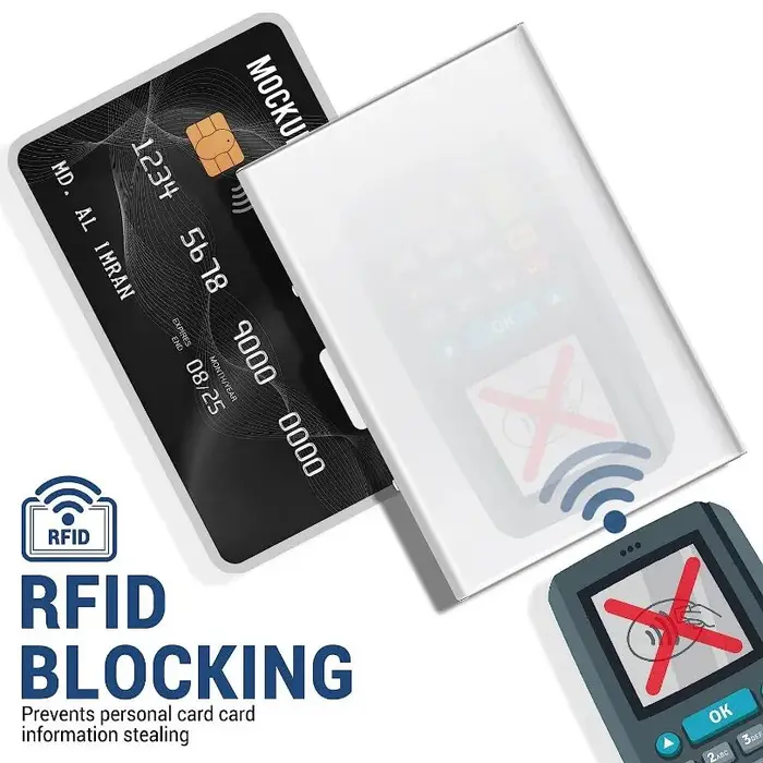 Antivol ANTI Rfid blocage ID banque porte-carte de crédit portefeuilles hommes mince boîte en aluminium métal Mini
