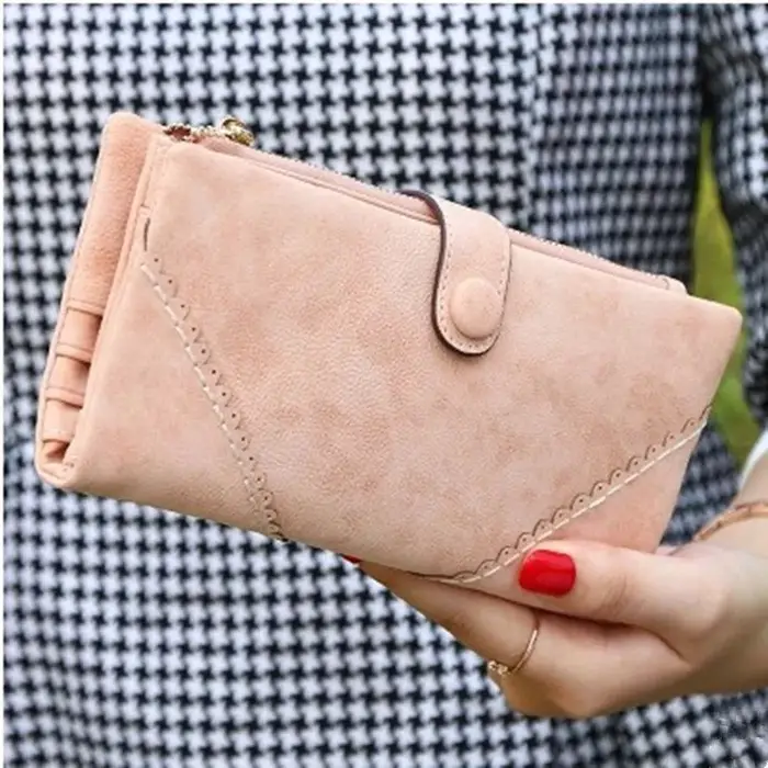 Pochette longue d'un hectare en cuir PU pour femme