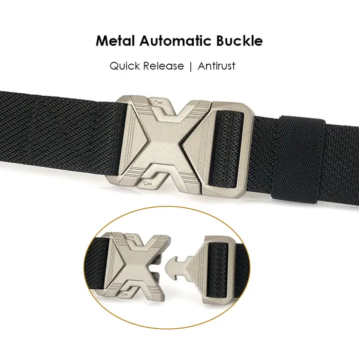 KOLBER Nouvelle Ceinture Élastique Argentée Pour Hommes Boucle En Métal À Dégagement Rapide 3.4cm