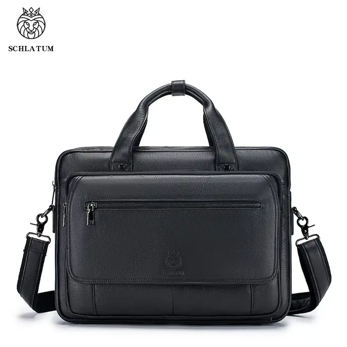 SCHLATUM porte-documents en cuir véritable dur pour hommes 16 pouces bureau affaires ordinateur sac