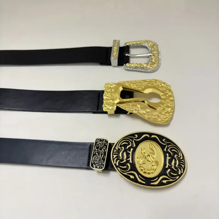 Ceinture de luxe en cuir pour femmes, boucle gravée en métal, boucle réglable, chaîne de taille à homard pour Jeans