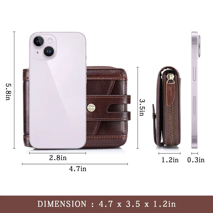 SCHLATUM Portefeuille à fermeture éclair pour homme Grande capacité RFID Blocage