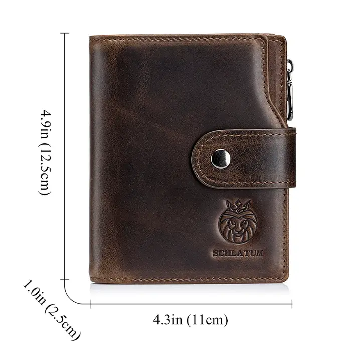 SCHLATUM en cuir véritable hommes portefeuille d'affaires RFID