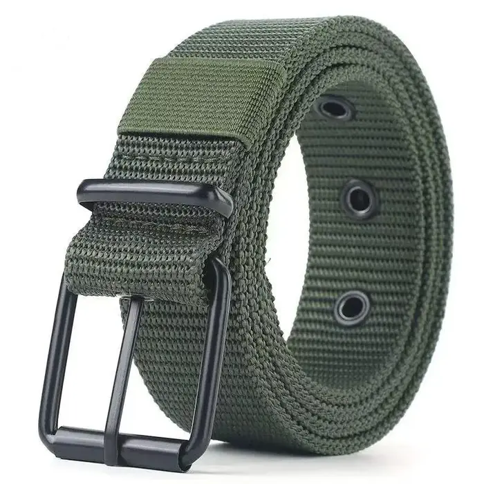 Ceinture en cuir à boucle ardillon en toile poreuse pour hommes, ceinture de sport d'extérieur, cein