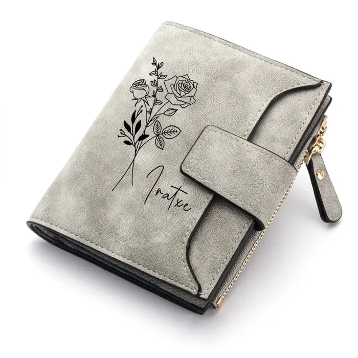 Portefeuille en cuir avec nom personnalisé pour femmes