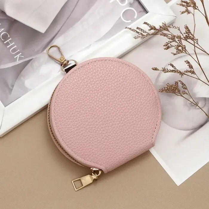 Mini portefeuille rond pour femmes, sac de monnaie Portable, sac de maquillage, portefeuille d'étudi