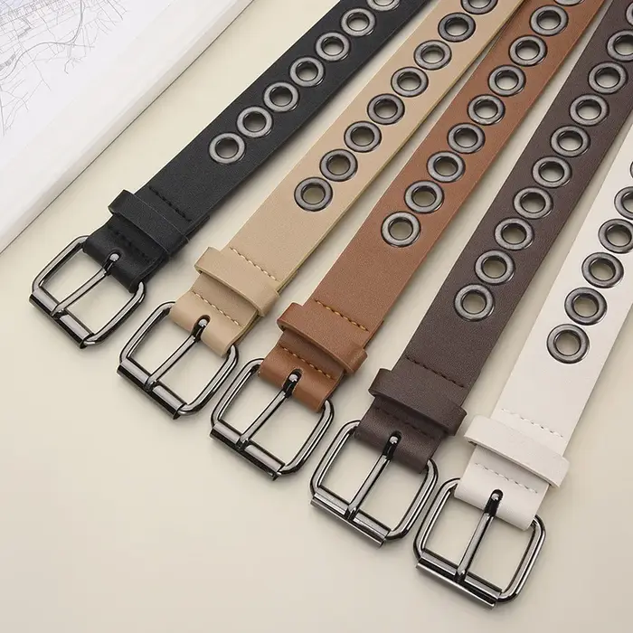 Ceinture en cuir fine et décorative sans trous