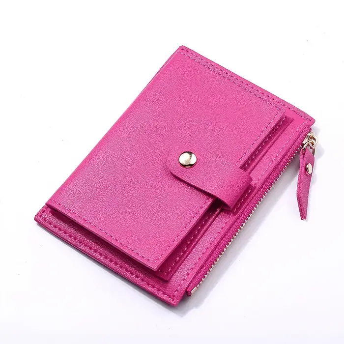 Portefeuille femme en cuir PU porte-cartes multi-cartes avec poche à monnaie zippée
