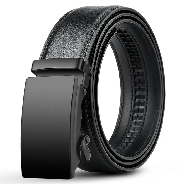 Ceinture d'affaires noire pour hommes – Sangle de taille en cuir PU de luxe, boucle automatique, mar