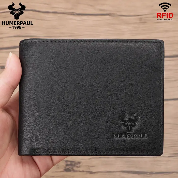 Portefeuille en cuir pour homme à double pliage