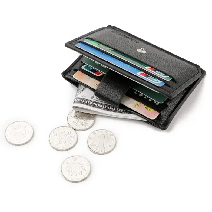 Porte-monnaie mince en cuir PU pour femmes et hommes