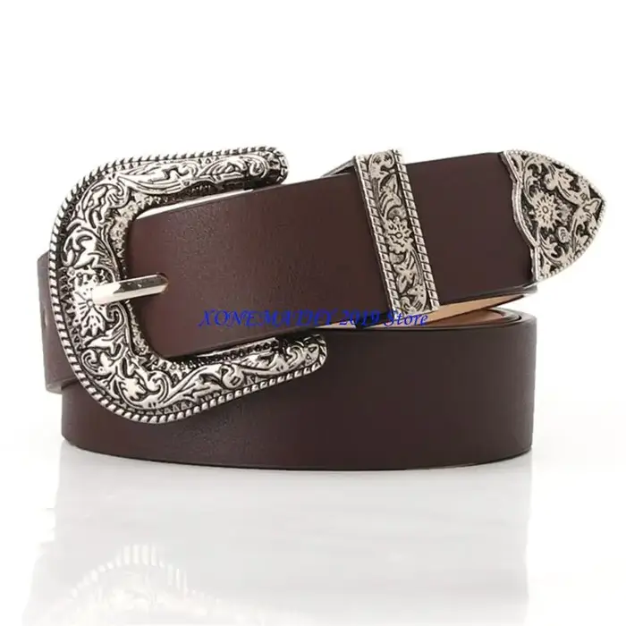 F42F Steampunk mode ceinture femmes ceinture Western Cowgirl boucle ardillon ceinture mince