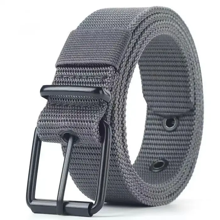 Ceinture en toile poreuse pour hommes, boucle ardillon, ceinture en cuir, ceinture de sport de plein
