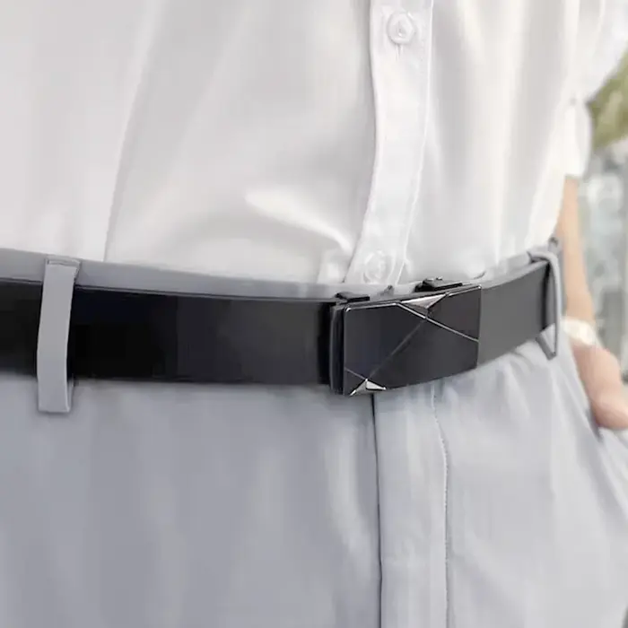 Ceinture noire à boucle automatique pour hommes