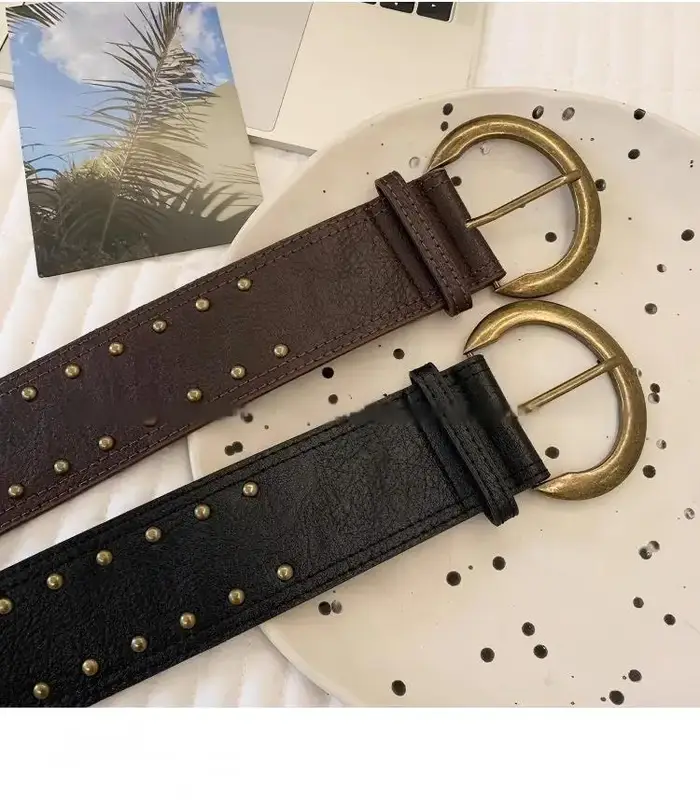 Ceinture large en rivets de style streetwear américain pour femmes