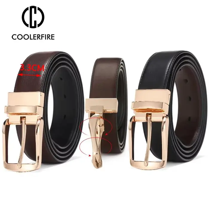 Ceinture réversible en cuir véritable pour hommes