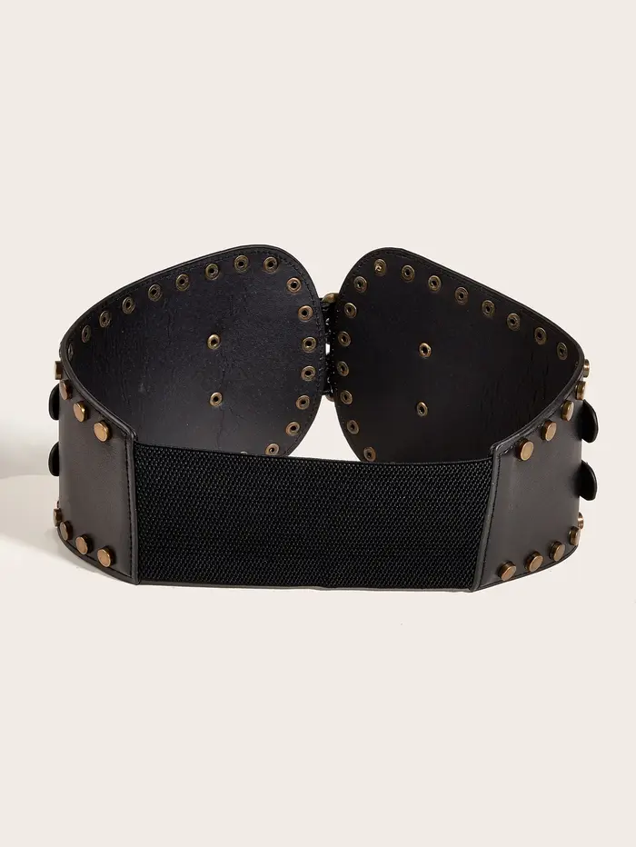 Ceinture en cuir PU à rivets Vintage pour femmes