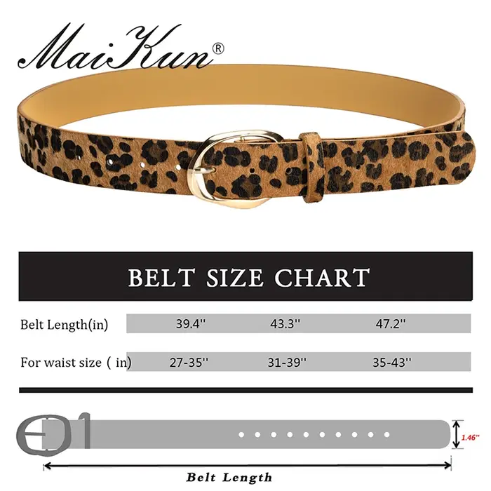 Maikun nouveau léopard femmes ceinture or alliage irrégulier boucle ardillon