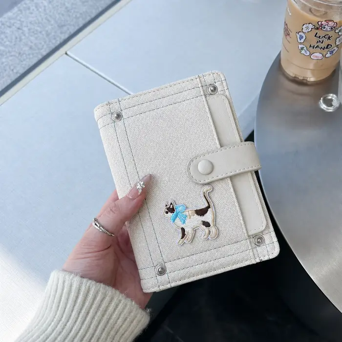 Porte-cartes et porte-documents en cuir PU, joli porte-documents en denim, portefeuille de voyage, b
