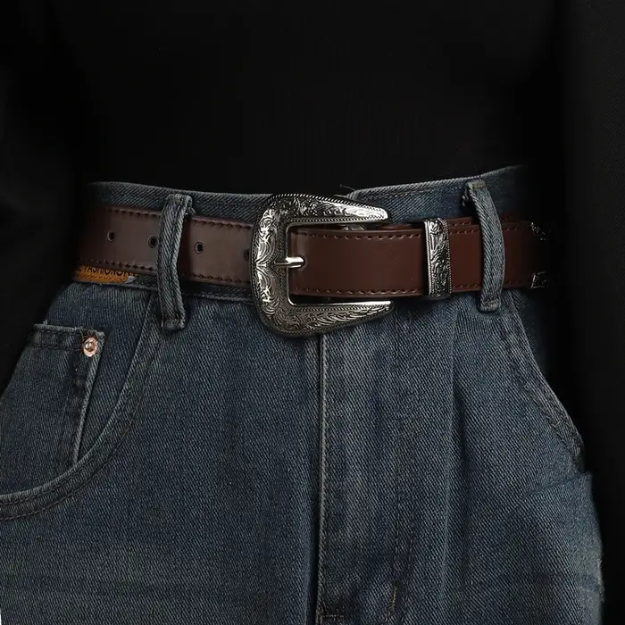 Ceinture noire de style européen et américain pour décoration féminine, ceinture simple et polyvalen