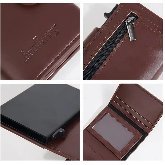 Baellerry Porte-cartes en aluminium pour homme avec bouton coulissant pop-up automatique