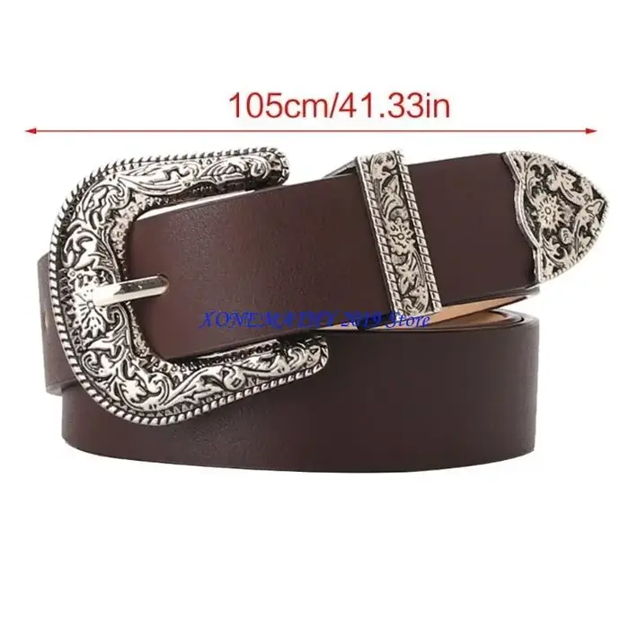 F42F Steampunk mode ceinture femmes ceinture Western Cowgirl boucle ardillon ceinture mince