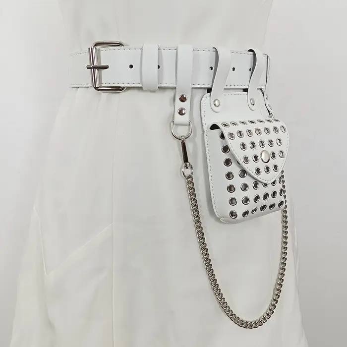 Mode Mini porte-monnaie multi-fonctionnel en cuir PU portefeuille argent ceinture sac Rivet petit multi-carte pochette pour femmes porte-carte