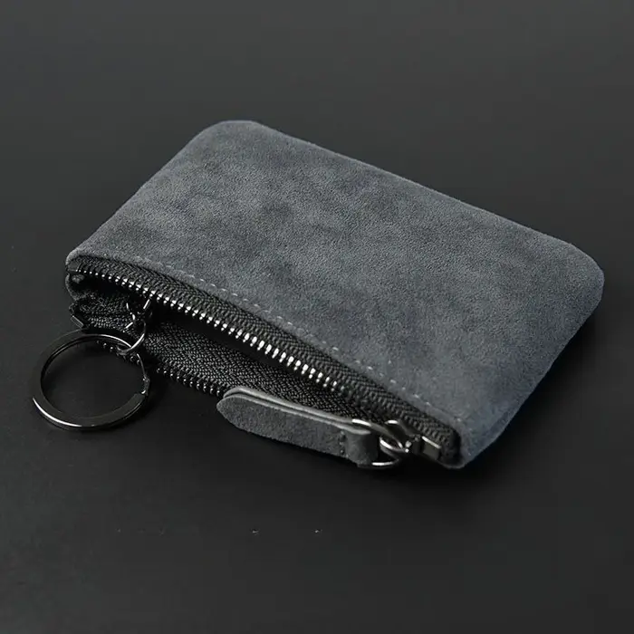 Mini Portefeuille en Cuir Simple et Portable Petit Porte-Monnaie à Fermeture Éclair Rétro pour Hommes et Femmes Porte-Cartes de Crédit Fin
