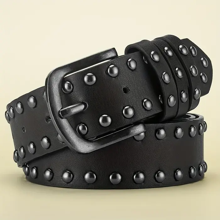 Ceinture pour hommes rétro fait vieille alliage aiguille boucle ceinture circulaire Rivet femmes cei