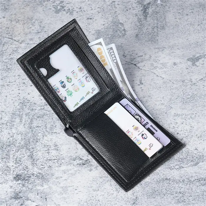 Portefeuille court en cuir souple pour hommes