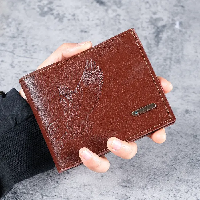 Portefeuille court en cuir souple pour hommes