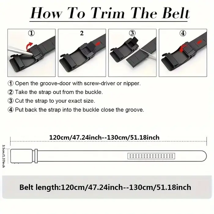 Ceinture en cuir pour homme avec boucle automatique en alliage métallique