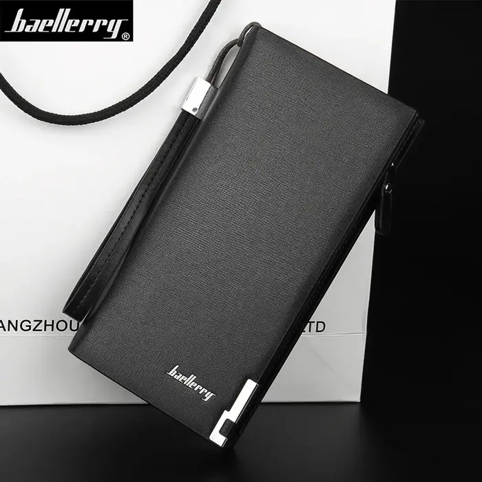 Baellerry nouveaux hommes longs portefeuilles grande capacité monnaie poche fermeture éclair mâle sac à main porte-carte portefeuille d'affaires pour hommes