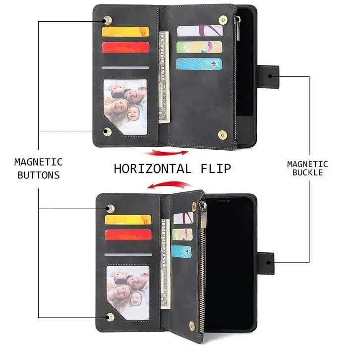 Étui portefeuille en cuir de qualité supérieure pour iPhone 16 15 14 13 12 11 17 Pro Max Plus 17Air 16e