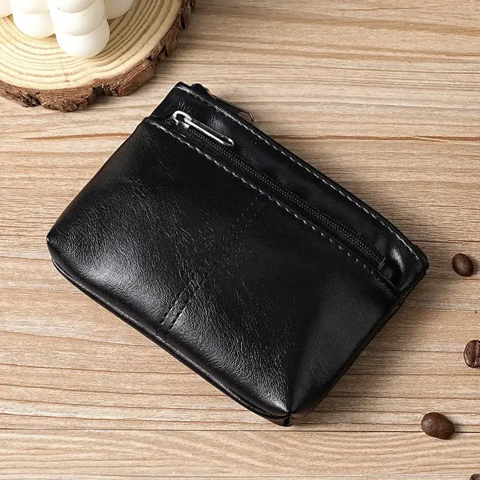 Porte-monnaie en cuir Mini portefeuille pour femmes hommes fermeture éclair sac d'argent porte-clés petit