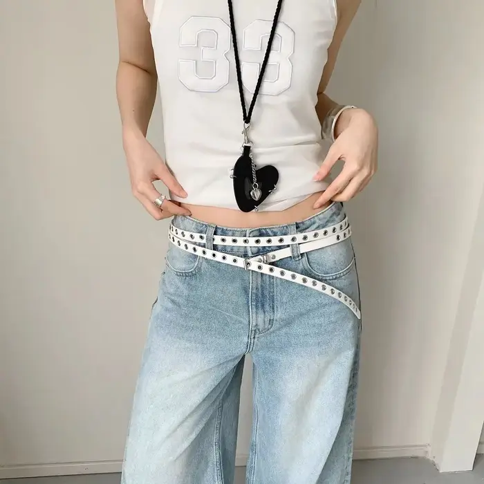 Ceinture en PU à œillets multiples BUYLEMO