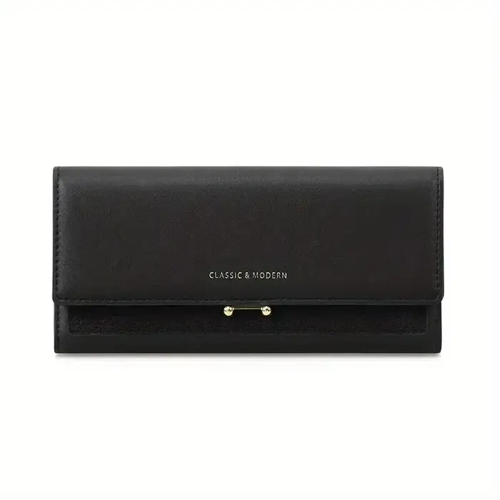 Portefeuille long en cuir PU pour femme