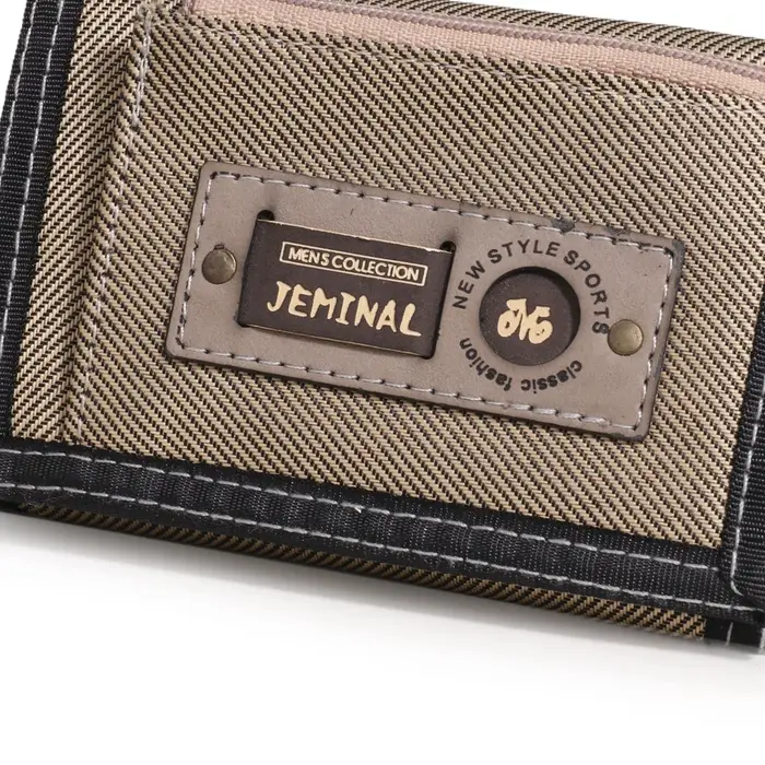 Portefeuille à trois volets en nylon gris pour hommes et femmes
