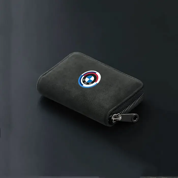 Porte-cartes de voiture en cuir avec fermeture éclair, pochette pour cartes et clés, porte-monnaie p