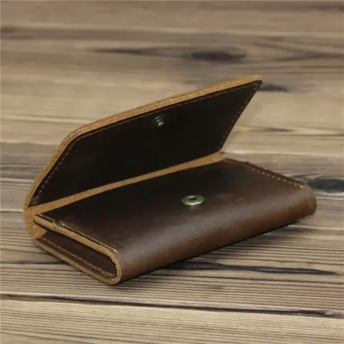 Porte-cartes vintage en cuir véritable pour hommes