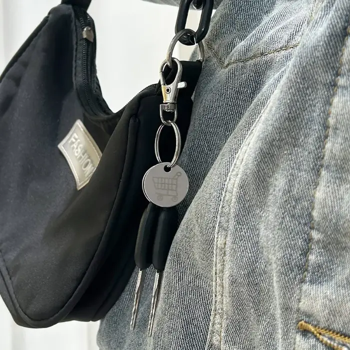 1/6 Pièces Porte-clés jetons de chariot universels en acier inoxydable