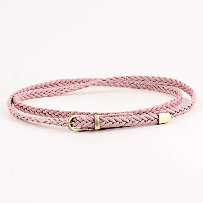 Ceinture fine tressée en cuir pour femme, robe chemise, ceintures décoratives, boucle ardillon, à la