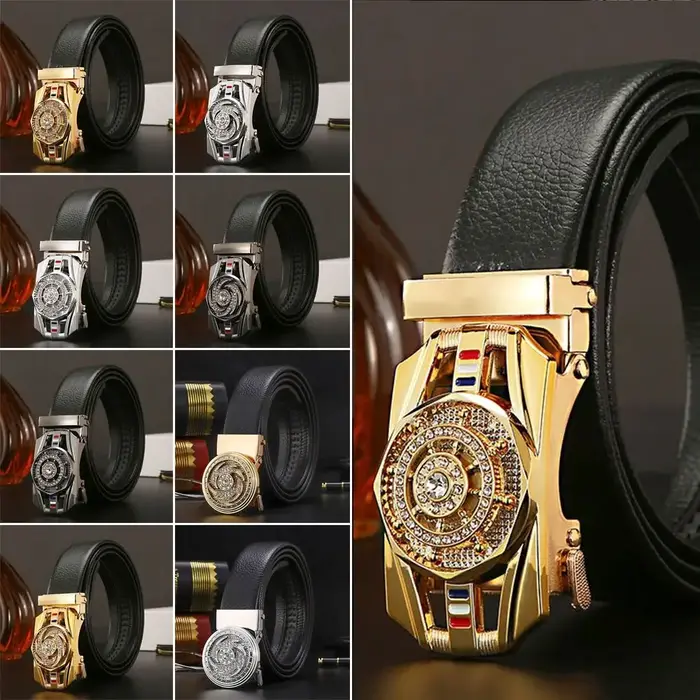 Ceinture en cuir à boucle automatique pour hommes